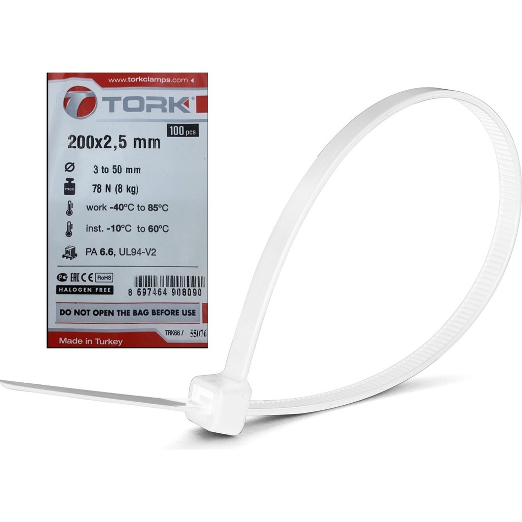 Tork Plastik Kelepçe Kablo Bağı 200x25 Beyaz 100`LÜ Diğer Fiyatı