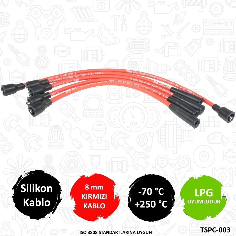 Tork Renault R12 Toros Buji Kablosu Yüksek Kalite Silikon 8 mm Kırmızı 7702128466 Diğer Fiyatı