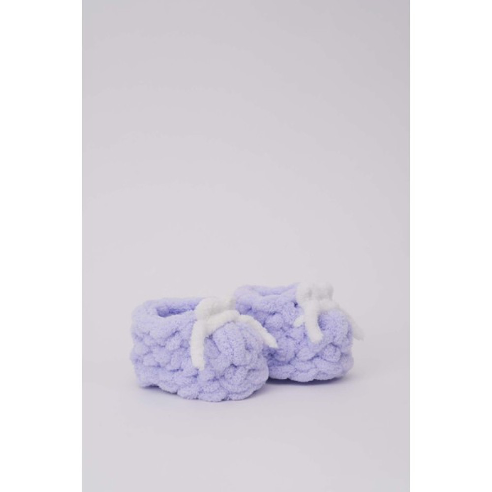 Tosbiq Baby Yenidoğan Peluş Yumuşak Panduf 0-3M Beyaz Fiyonklu Lila Unisex Baby Shower Hediyesi OEKO TEX Sertifika Bebek Ayakkabısı Fiyatı