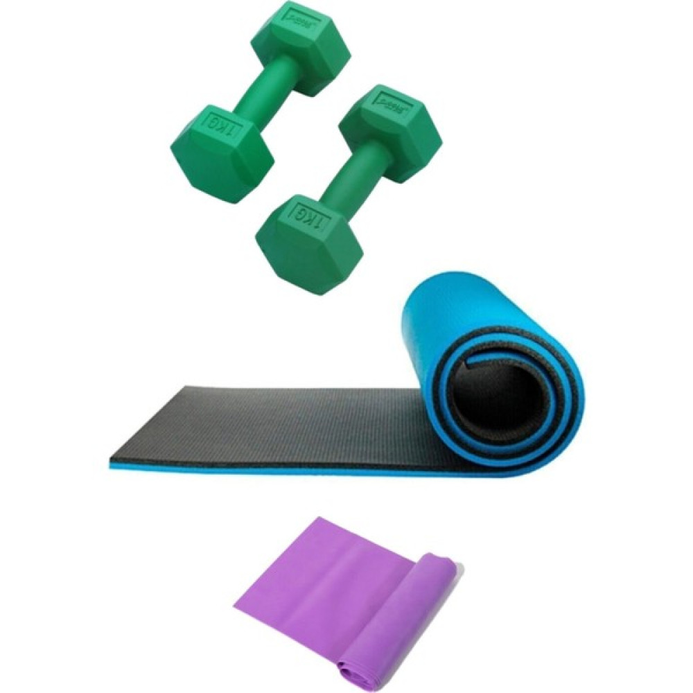 Tosima 8mm Pilates Minderi 1 kg Dambıl ve Egzersiz Lastiği Seti Yoga Matı Egzersiz Minderi Pilates Seti Pilates Minderi Fiyatı