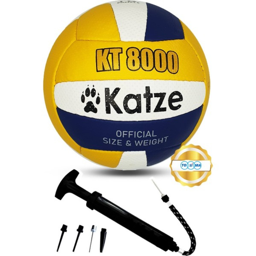 Tosima Katze KT-8000 Profesyonel Voleybol Topu ve Pompa Seti El Dikişli Soft Touch Maç Topu No: 5 Toplar Fiyatı