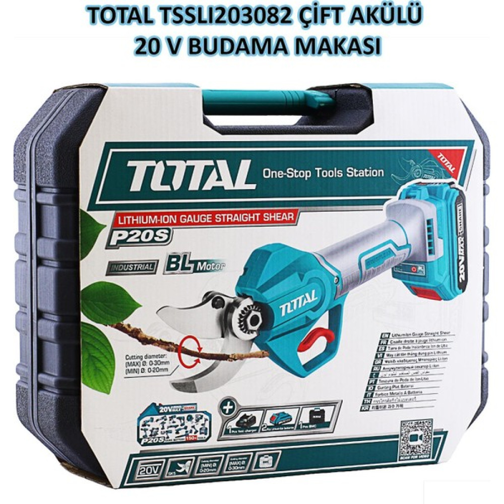 Total TSSLI203082 Şarjlı Çift Akülü Ağaç Budama Makas Makası 20V Li-On Dal Budama Makineleri Fiyatı