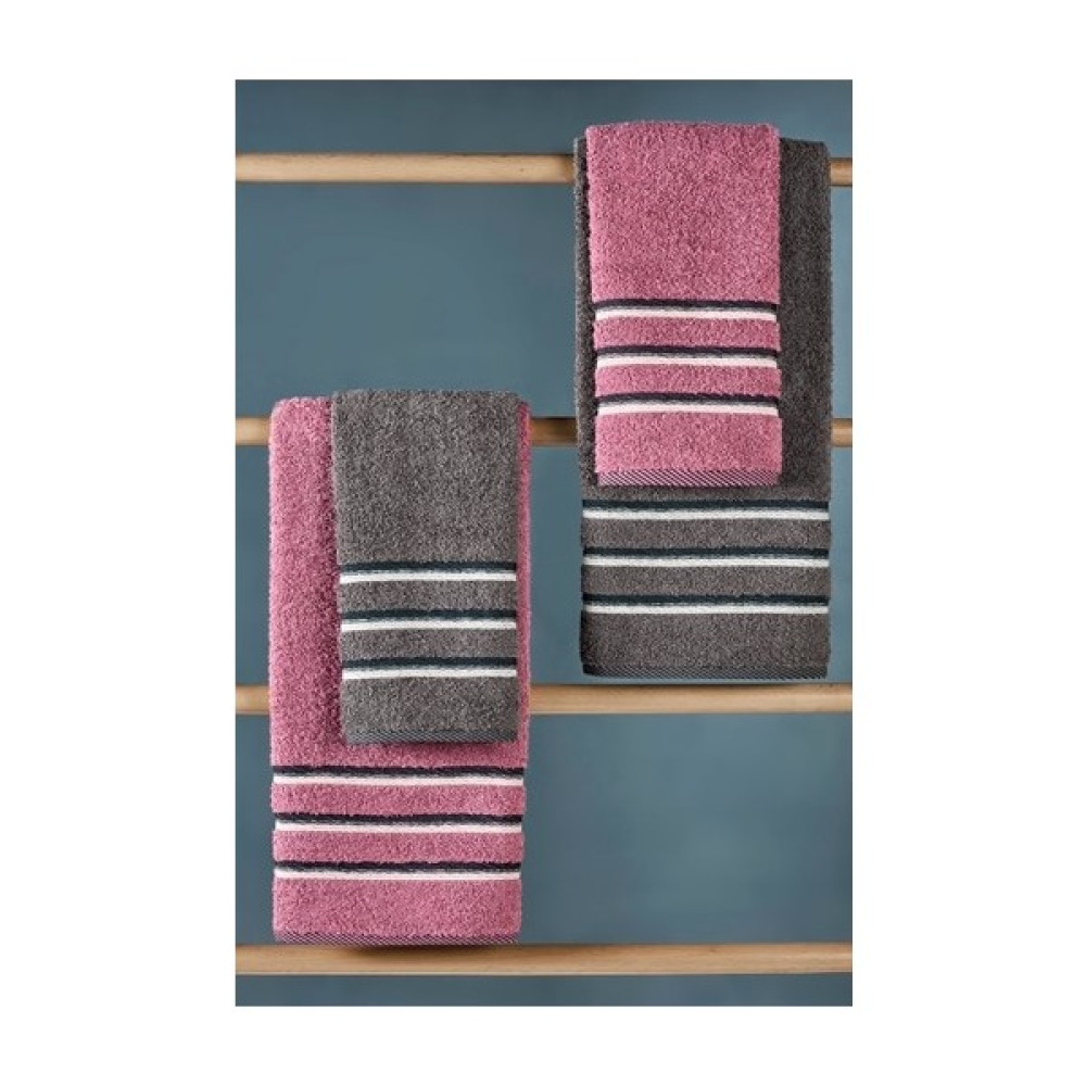 Totem Pamuklu 4 Adet Banyo Havlu Seti Çeyiz Seti Hamam Seti - Mürdüm - Gri - 70 x 140 cm - 50 x 90 cm Banyo Havlusu Fiyatı