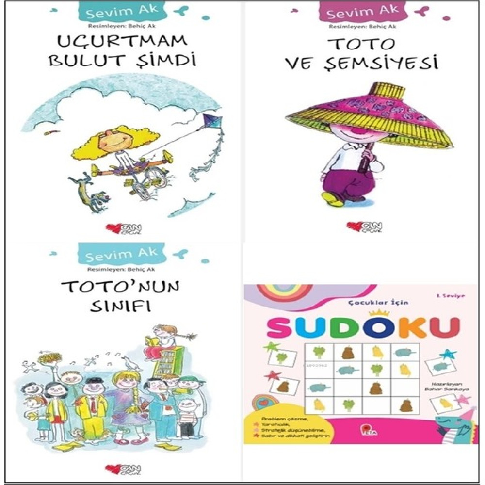 Toto ve Şemsiyesi - Toto'nun Sınıfı - Uçurtmam Bulut Şimdi 3 Kitap Set - Sevim Ak + Çocuklar İçin Sudoku 1. Seviye Çocuk Öykü Fiyatı