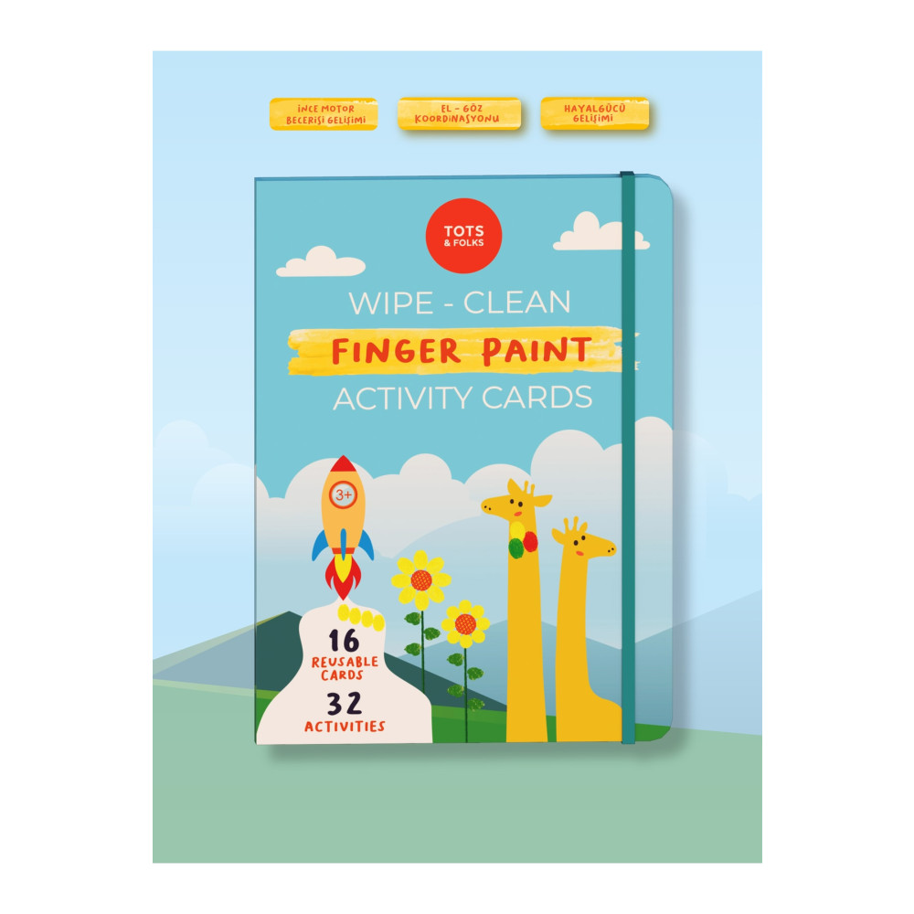 TOTS & FOLKS Wipe Clean Finger Paint Activity Cards - Silinebilir Parmak Boyası Kartları - Fingerprint Activities Kuruyemiş Fiyatı