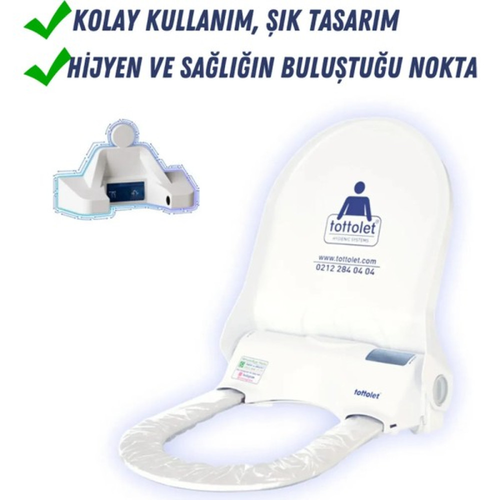 Tottolet Elektrikli Ledsörlü Otomatik Hijyenik Klozet Kapak Sistemi + 15'li Rulo - Beyaz Klozet Kapağı Fiyatı