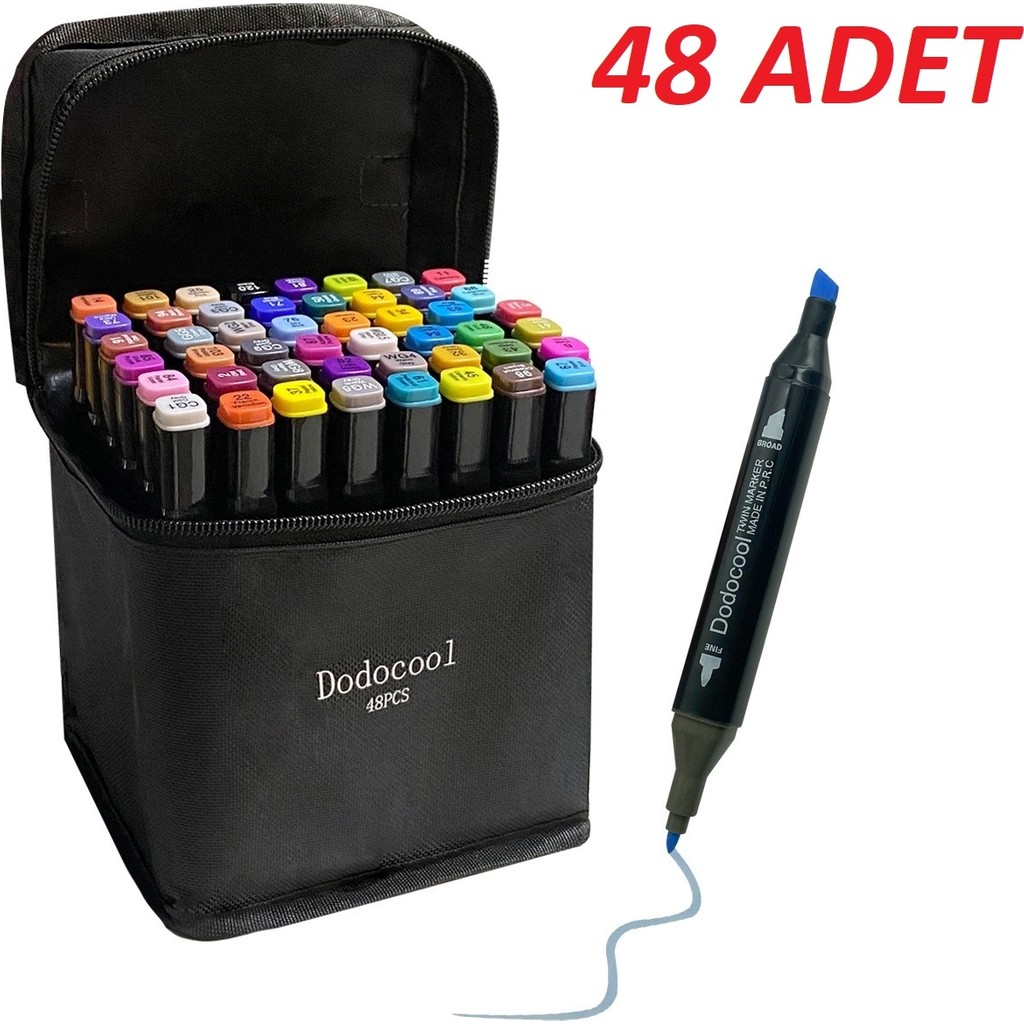 Touch Marker Art Çift Uçlu 48 Adet Kalem Seti Çantalı Premium Keçeli Boyama Kalemi Kalem & Yazı Gereçleri Fiyatı