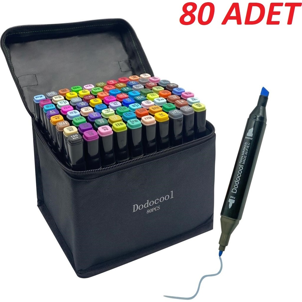 Touch Marker Art Çift Uçlu 80 Adet Kalem Seti Çantalı Premium Keçeli Boyama Kalemi Kalem & Yazı Gereçleri Fiyatı