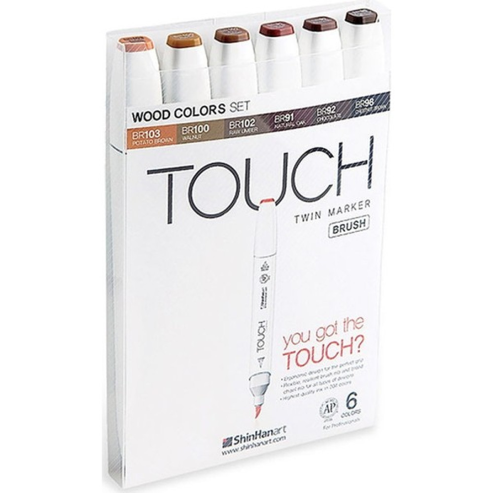 Touch Twin Brush Marker Fırça Uçlu Marker Seti 6 Renk Ahşap Renkleri Sanatsal Malzemeler Fiyatı