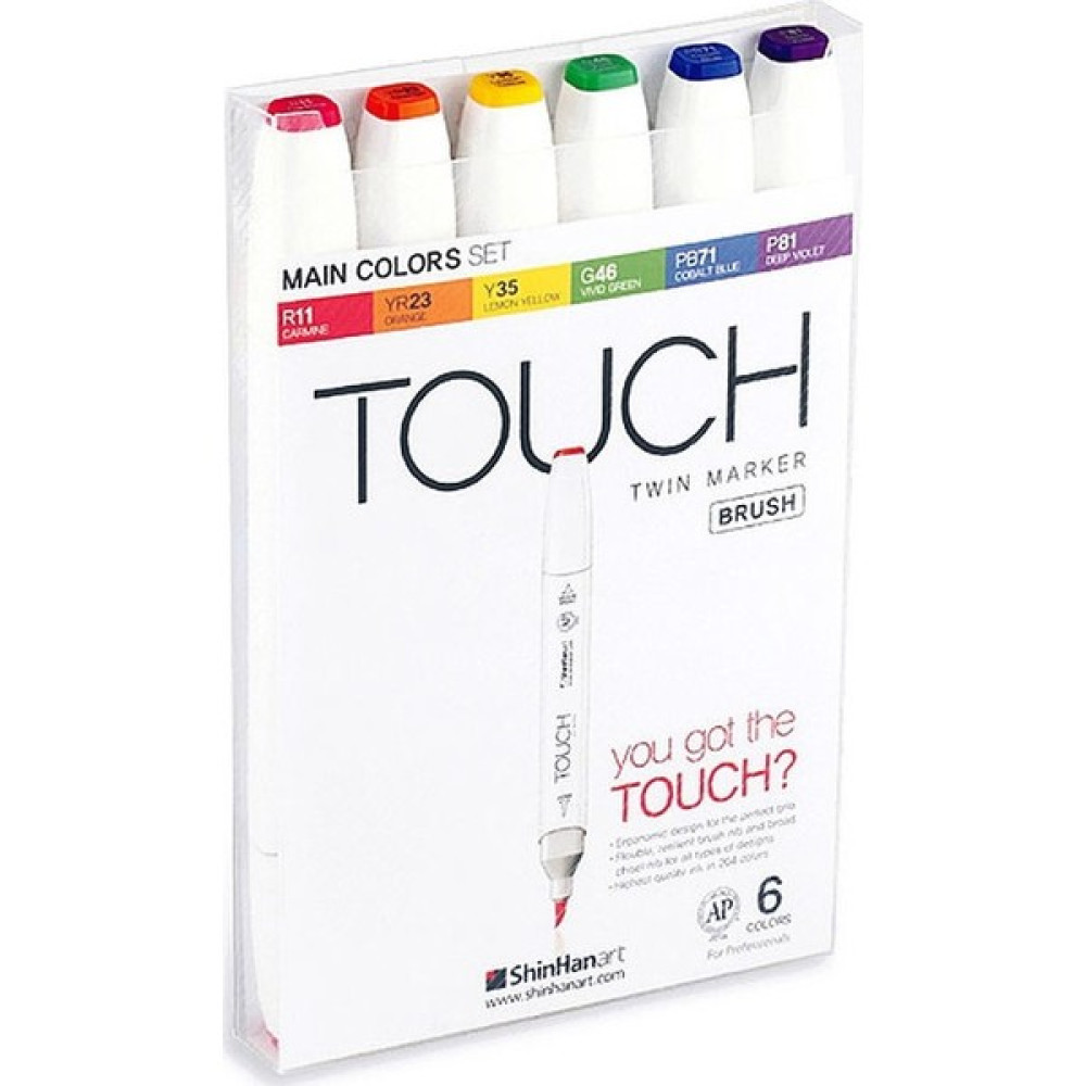 Touch Twin Brush Marker Fırça Uçlu Marker Seti 6 Renk Ana Renkler Sanatsal Malzemeler Fiyatı
