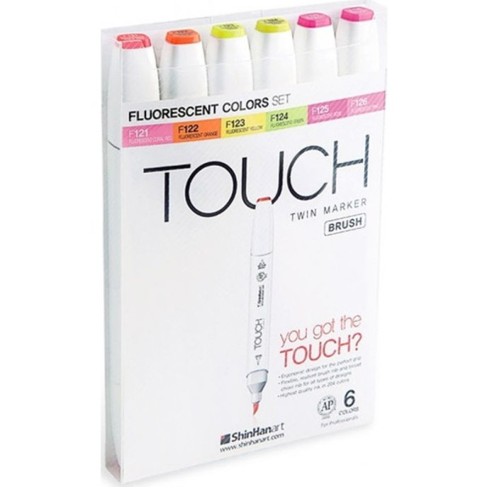 Touch Twin Brush Marker Fırça Uçlu Marker Seti 6 Renk Floresan Renkler Sanatsal Malzemeler Fiyatı
