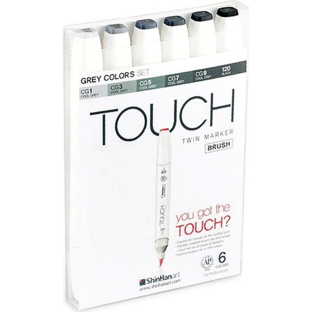 Touch Twin Brush Marker Fırça Uçlu Marker Seti 6 Renk Gri Tonlar Sanatsal Malzemeler Fiyatı