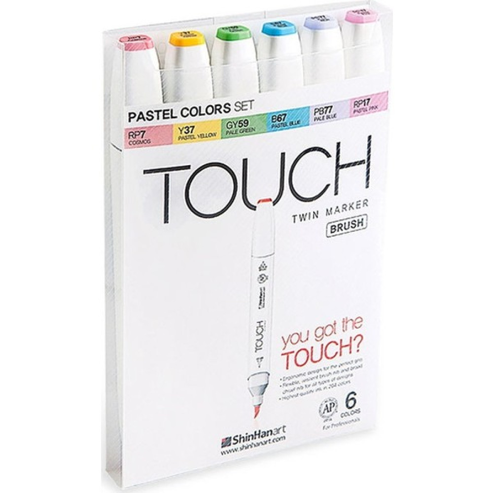 Touch Twin Brush Marker Fırça Uçlu Marker Seti 6 Renk Pastel Renkler Sanatsal Malzemeler Fiyatı