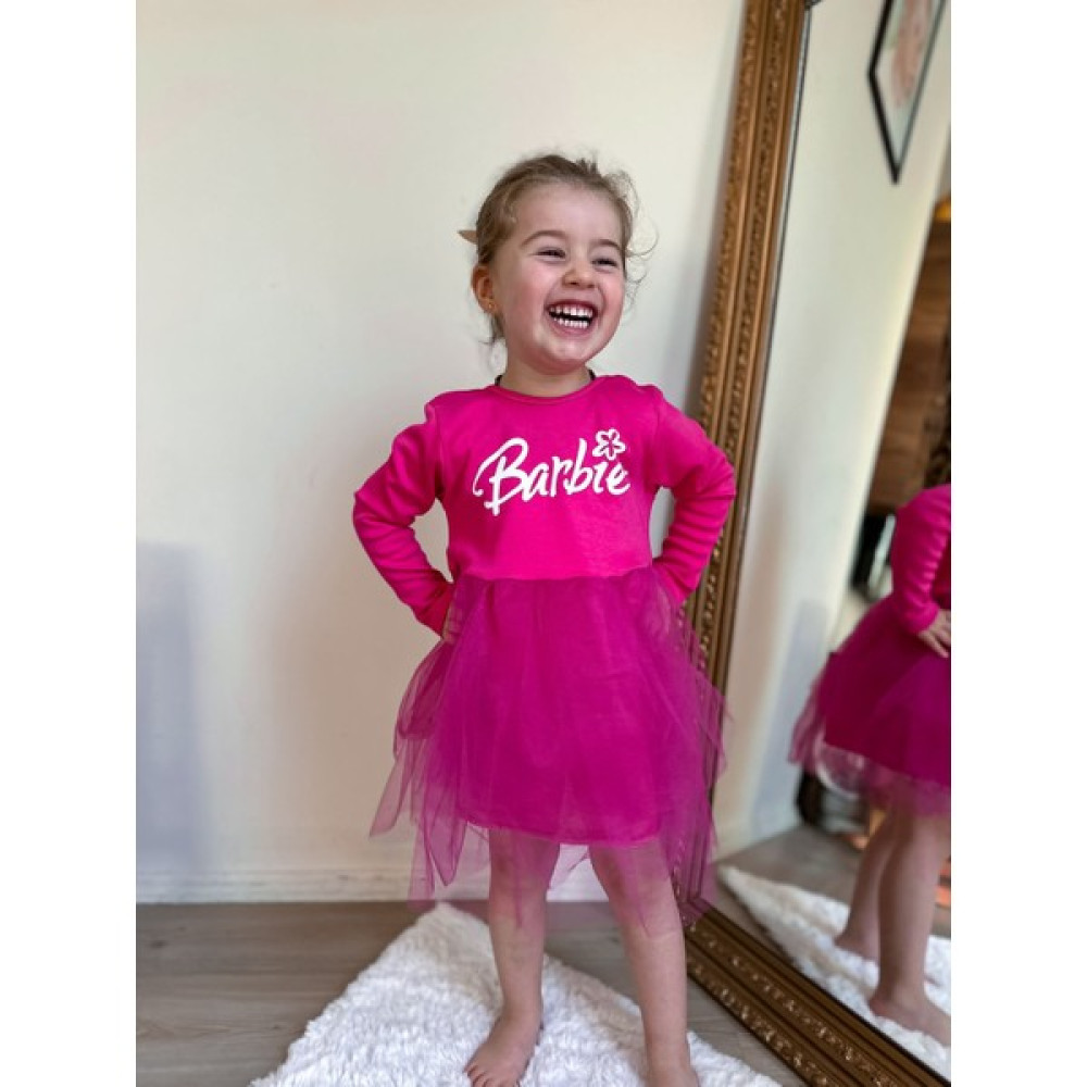 Toum Barbie Yeni Sezon Baskı Detaylı Tütü Kız Çocuk Pembe Elbise Bayan T-shirt Fiyatı