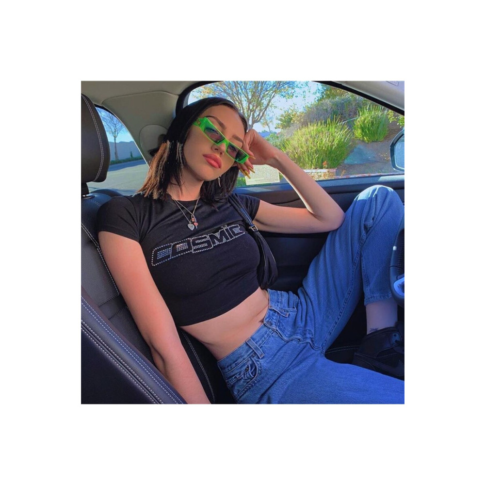 Touz Gothic Taş Işleme Stone Cosmic Siyah Crop L-XL Beden Bluz Fiyatı