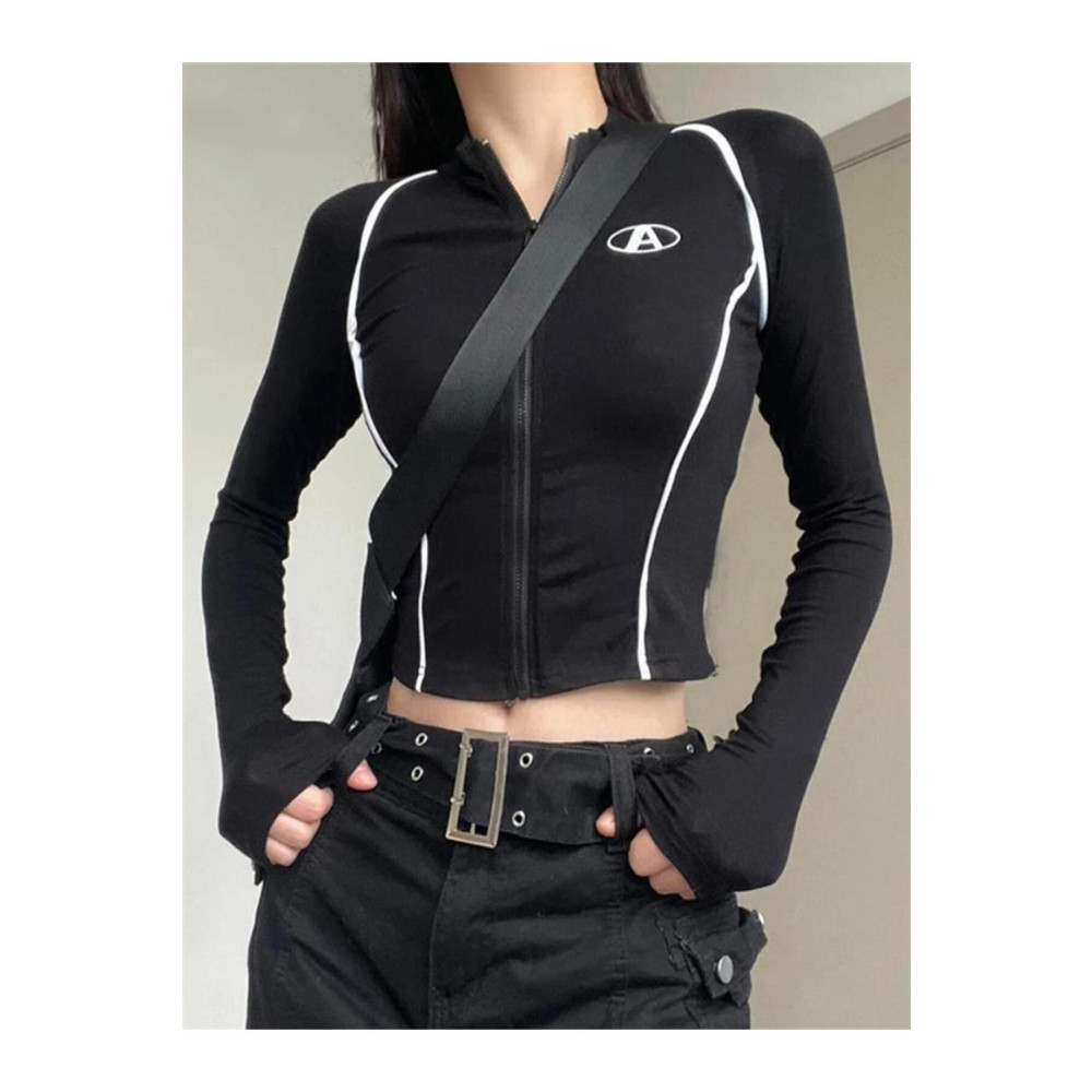 Touz Küt Küt Y2k Zip Fermuarlı Uzun Kollu Crop M-L Beden Bluz Fiyatı