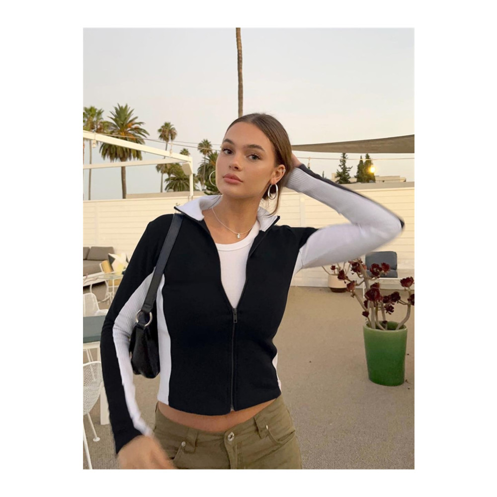 Touz Line Detail Fermuarlı Siyah Crop M-L Beden Bluz Fiyatı