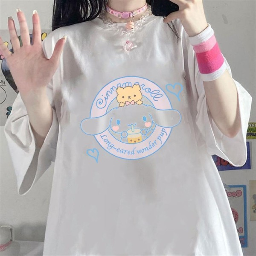 Touz Moda Cinnamoroll & Bear Beyaz Unisex Oversize T-Shirt Bayan T-shirt Fiyatı