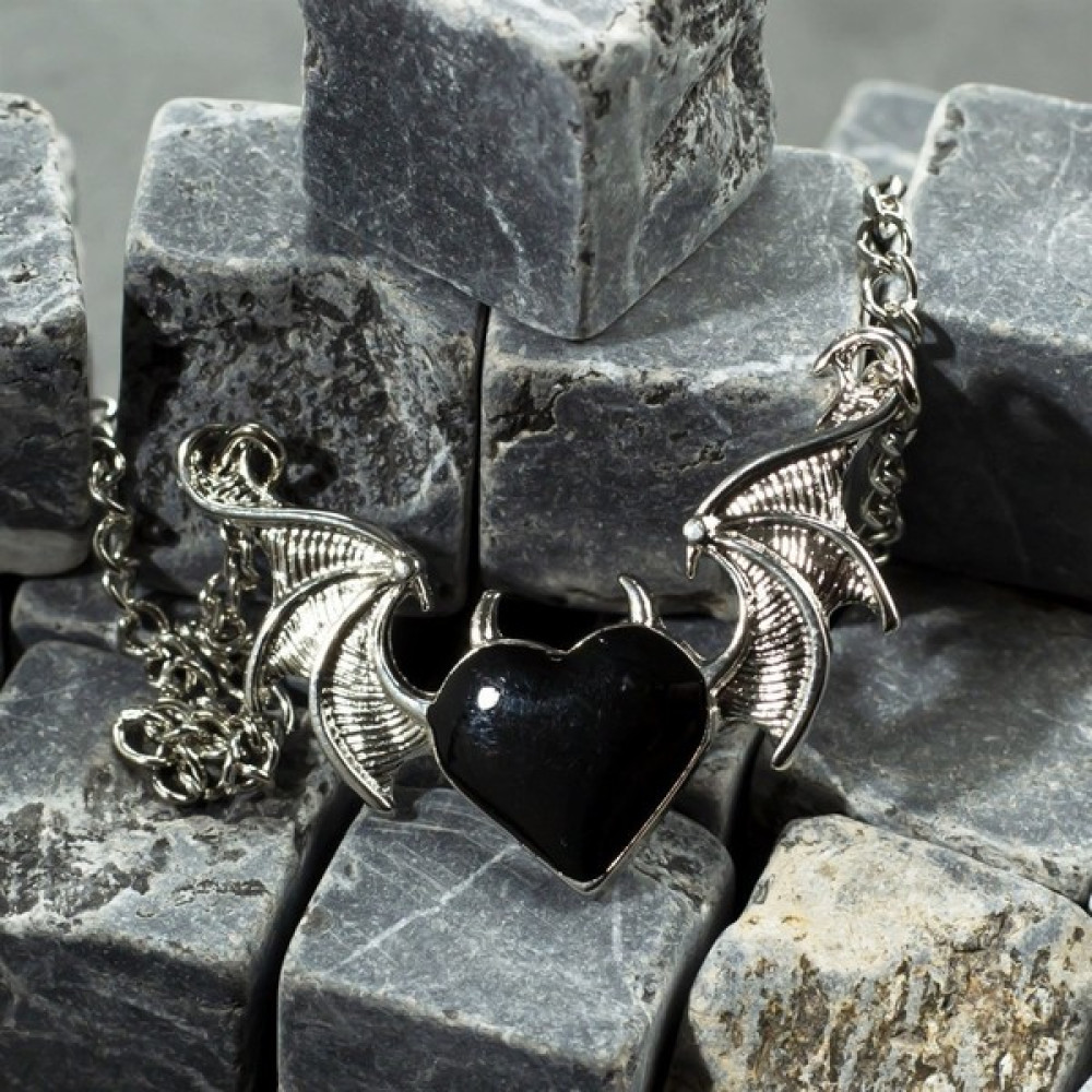 Touz Moda Devil Black Heart Kolye - Gri Bijuteri Kolye Fiyatı