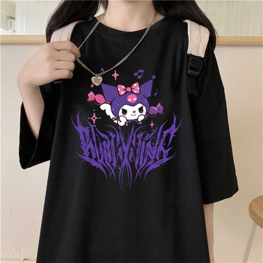 Touz Moda Harajuku Kuromi Gotik Unisex Oversize T-Shirt Bayan T-shirt Fiyatı