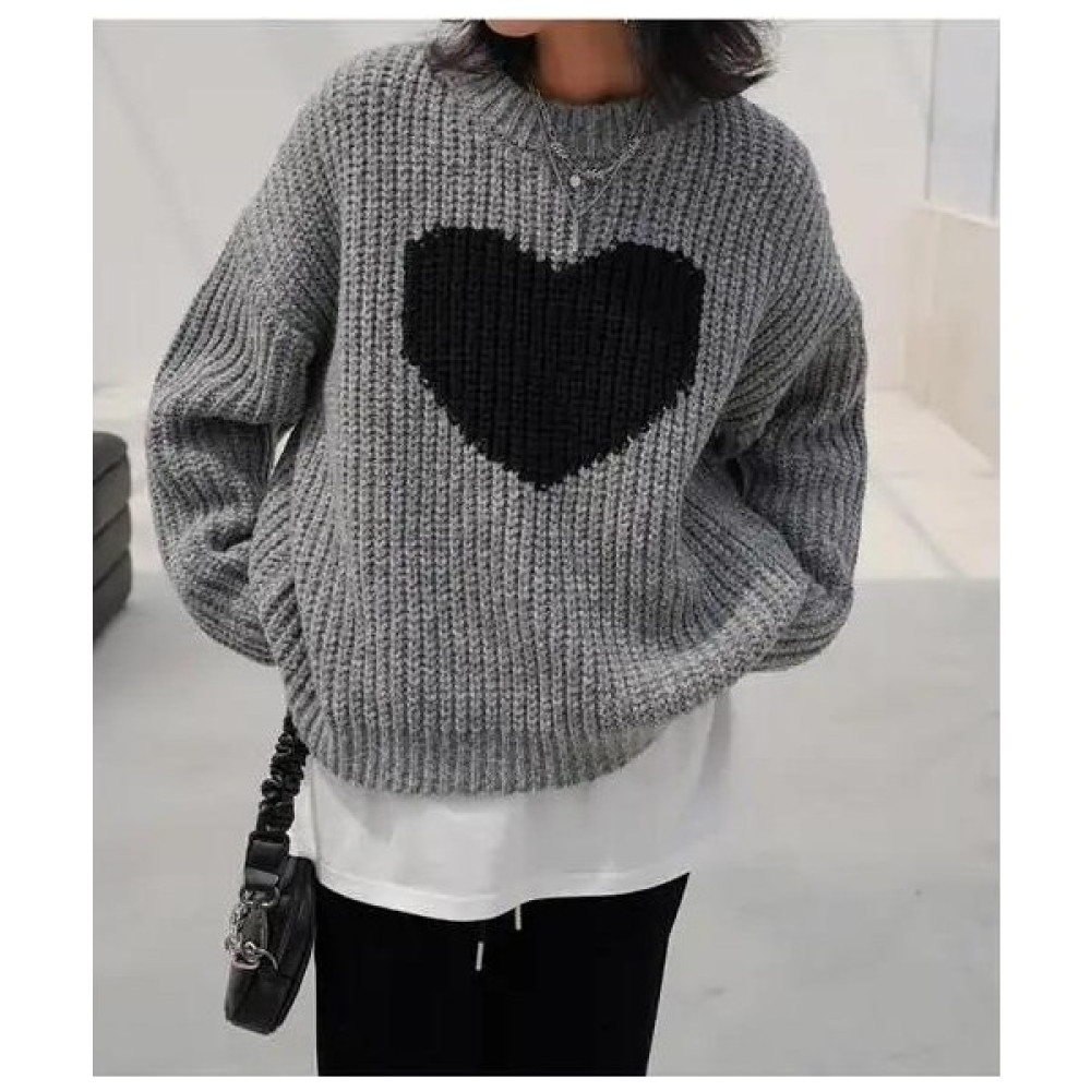 Touz Moda Harajuku Vintage Heart Oversize Unisex Siyah Kazak Bayan Kazak & Süveter & Triko Fiyatı