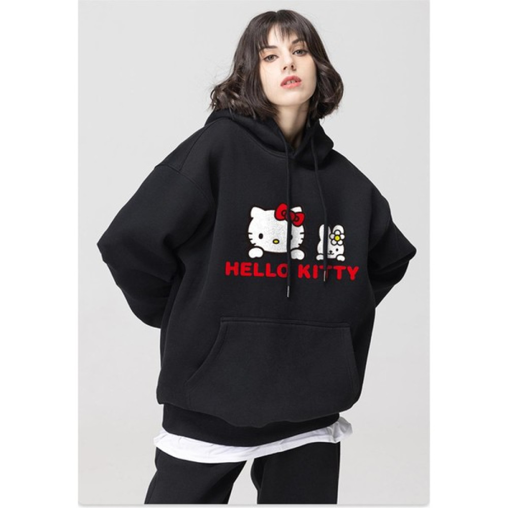 Touz Moda Hello Kitty Siyah Kapüşonlu Sweatshirt Bayan Sweatshirt Fiyatı