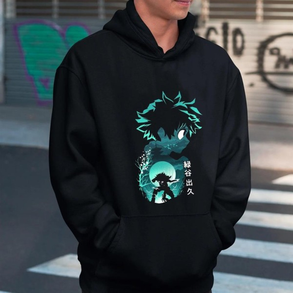 Touz Moda My Hero Academia Izuki Siyah Kapüşonlu Sweatshirt Bayan Sweatshirt Fiyatı