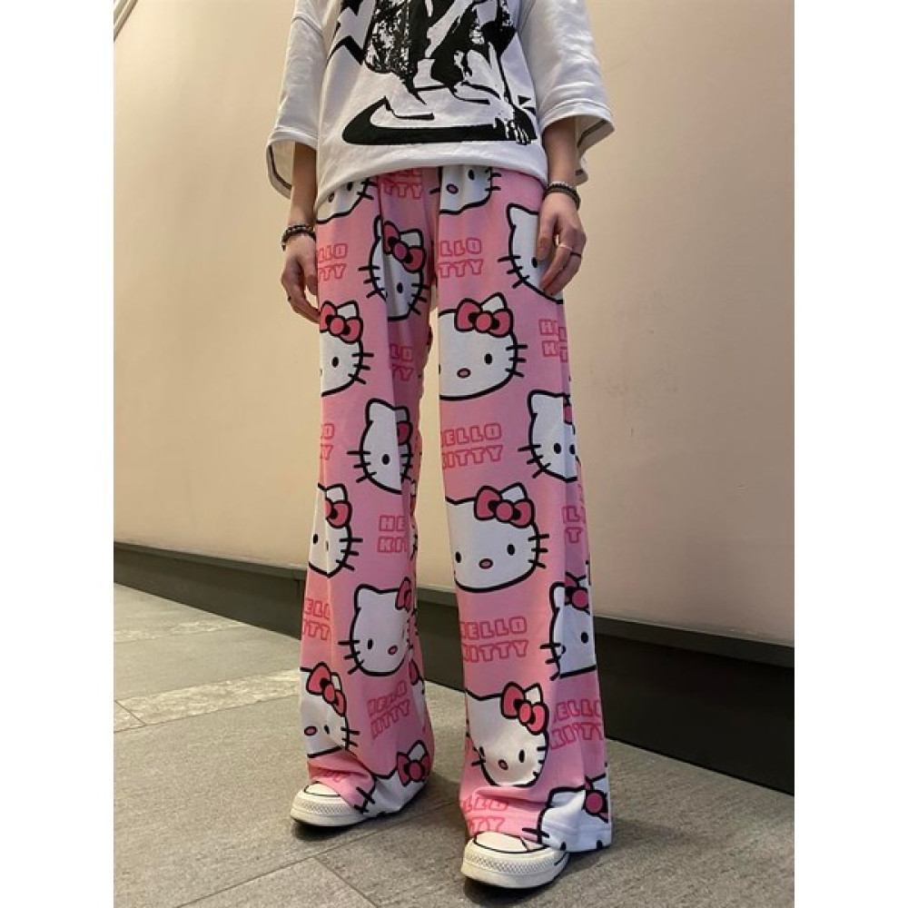 Touz Moda Pembe Hello Kitty Wide Leg Unisex Tracksuit Kadın Eşofman Fiyatı