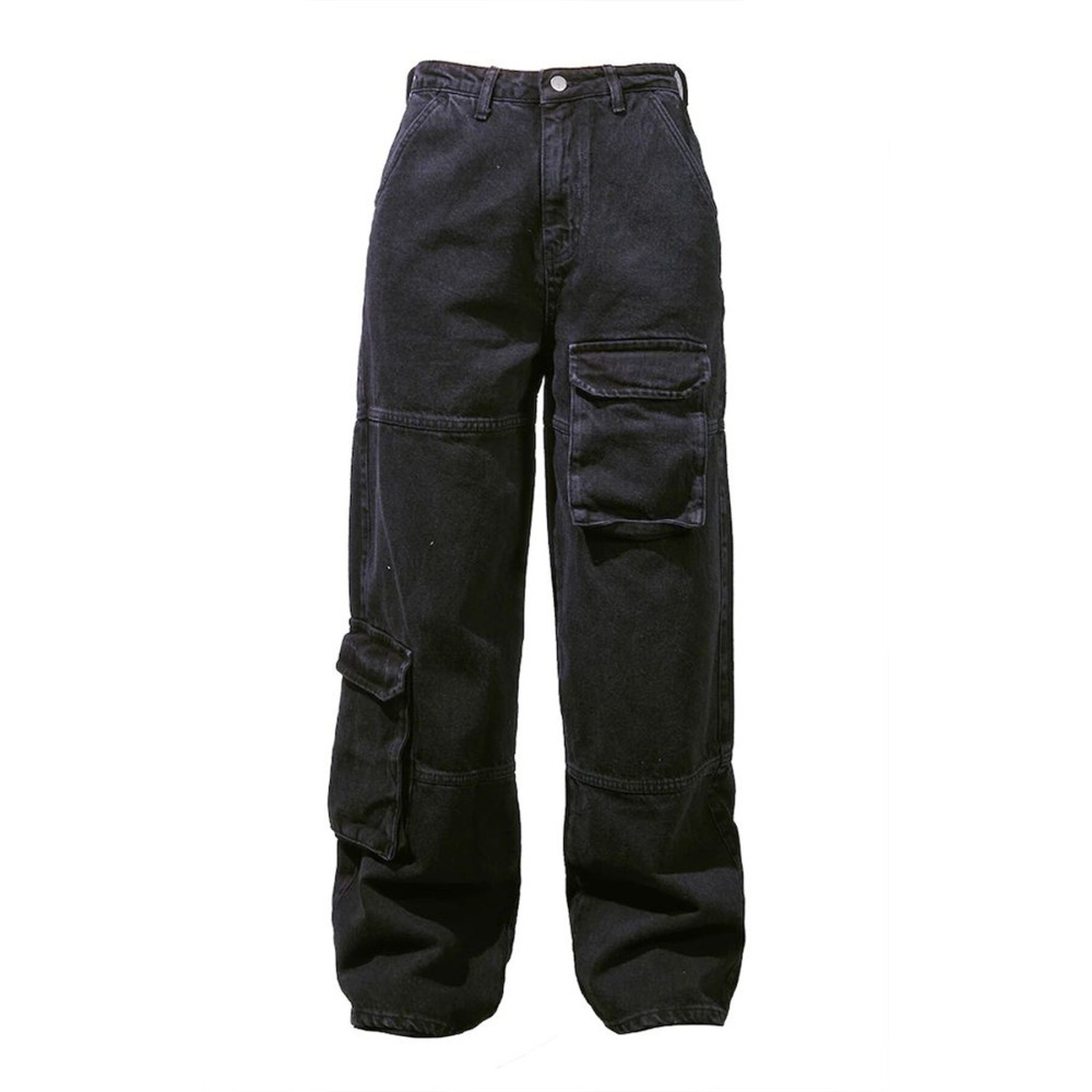 Touz Moda Y2k Recycled Black Cargo Pocket Wıde Leg Jeans XS Beden Kadın Pantolon Fiyatı