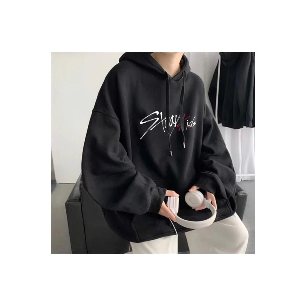 Touz Stray Kids Siyah Kapüşonlu Oversize Sweatshirt Hoodie M Beden Bayan Sweatshirt Fiyatı