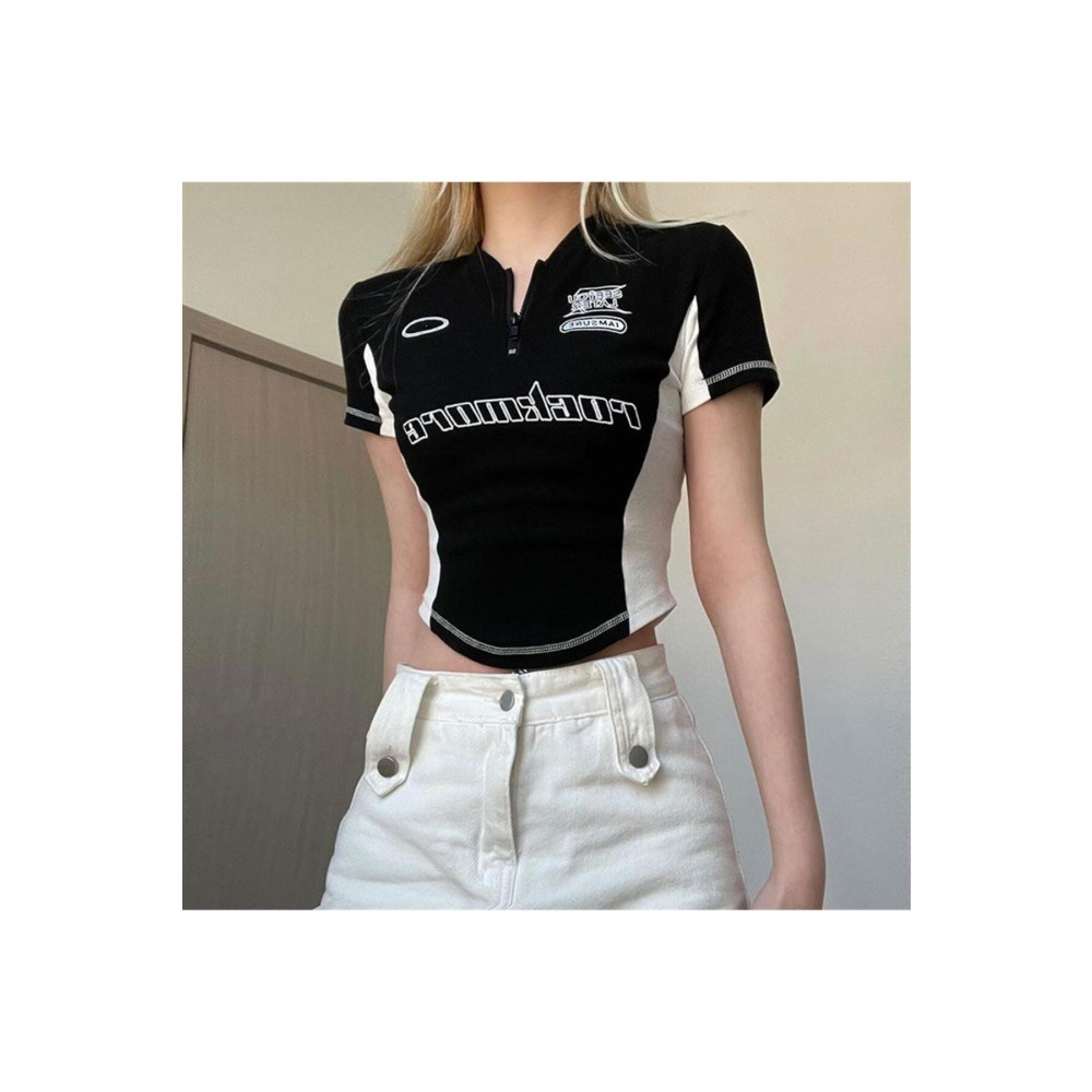 Touz Y2k Rock More Zip Fermuarlı Siyah Crop M-L Beden Bluz Fiyatı