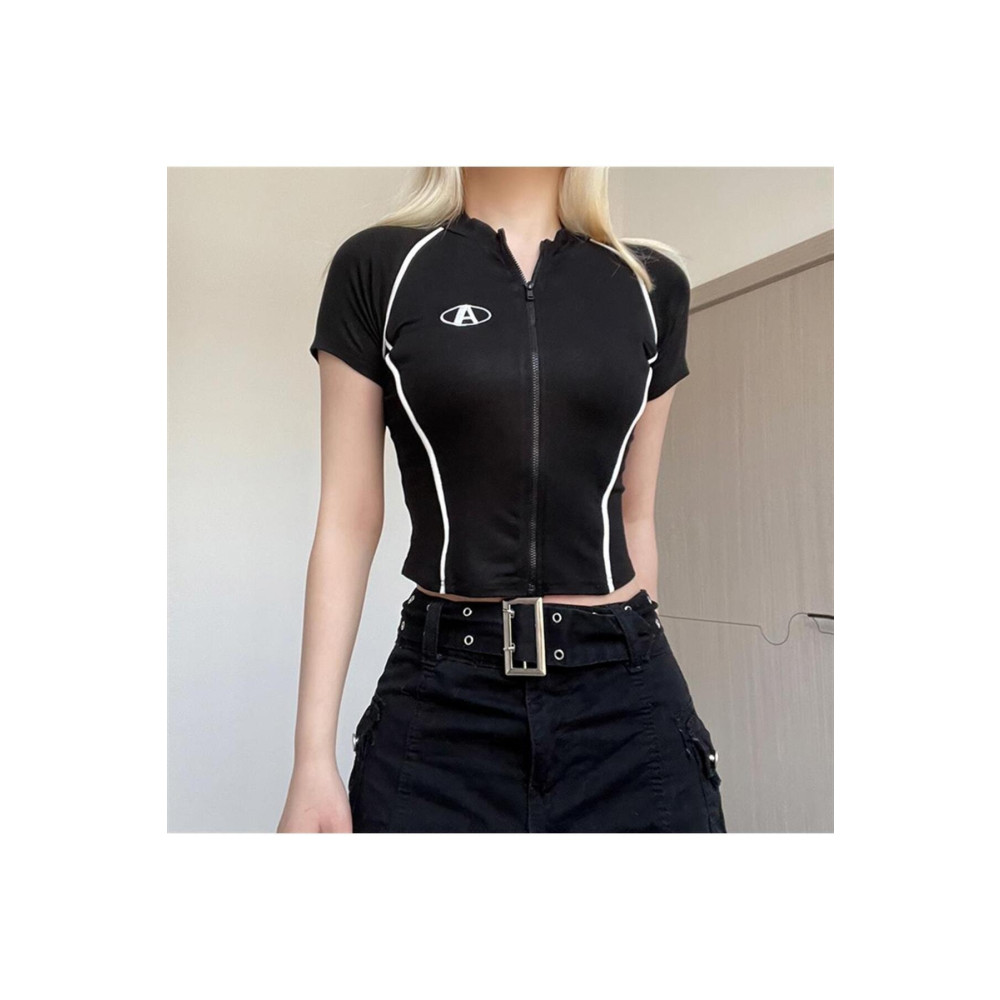 Touz Y2k Zip Fermuarlı Siyah Crop XS-S Beden Bluz Fiyatı