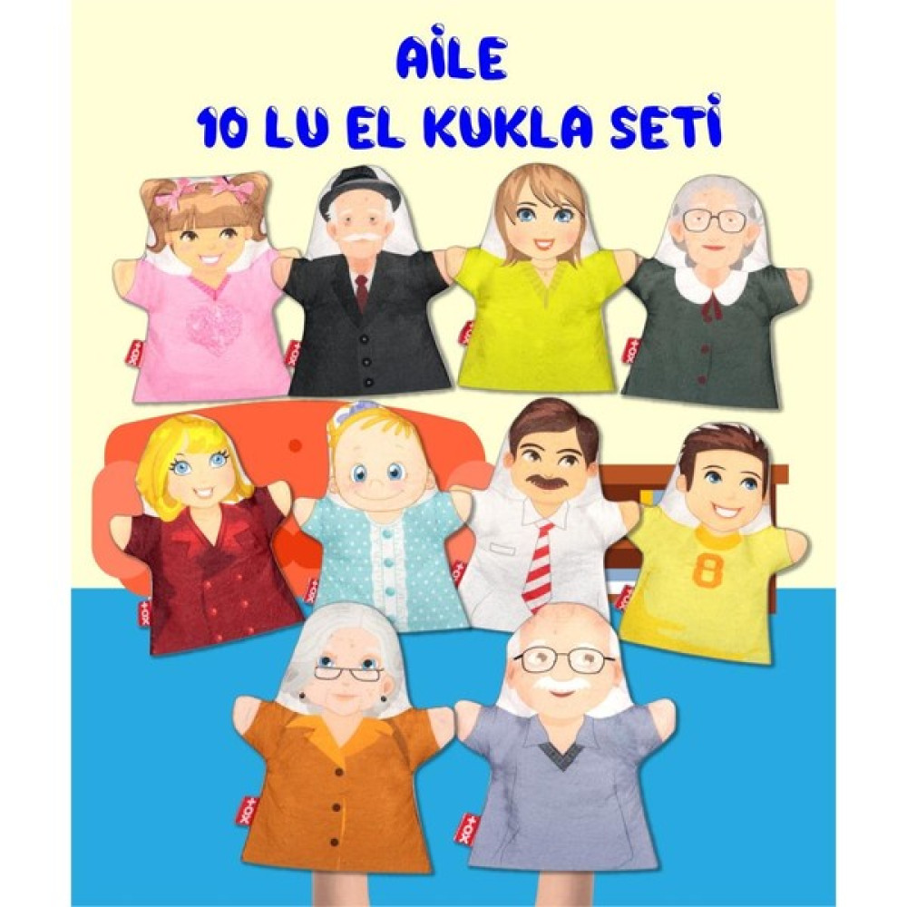 Tox 10 Parça Tox Aile Bireyleri El Kukla Set , Eğitici Oyuncak Bebek Oyuncakları Fiyatı