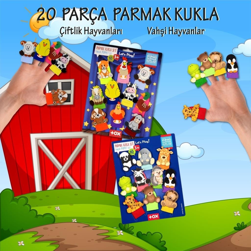 Tox 2 Set - 20 Parça Vahşi ve Çiftik Hayvanlar Parmak Kukla T781 T220 - Renkli Eğitici Oyuncak Fiyatı