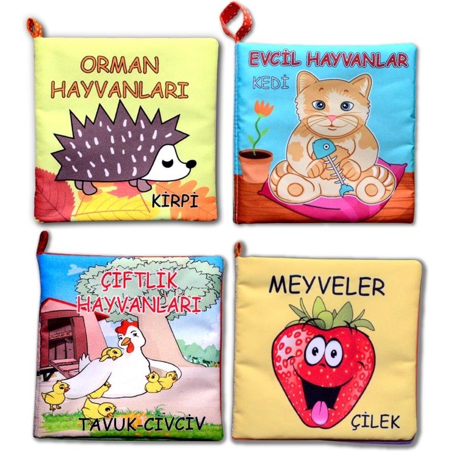 Tox 4 Kitap Tox Meyveler , Çiftlik , Orman ve Evcil Hayvanlar Kumaş Sessiz Kitap T055 T049 T058 T110 - Bez Kitap , Eğitici Oyuncak , Yumuşak ve Hış... Anne Bebek Oyuncak Fiyatı