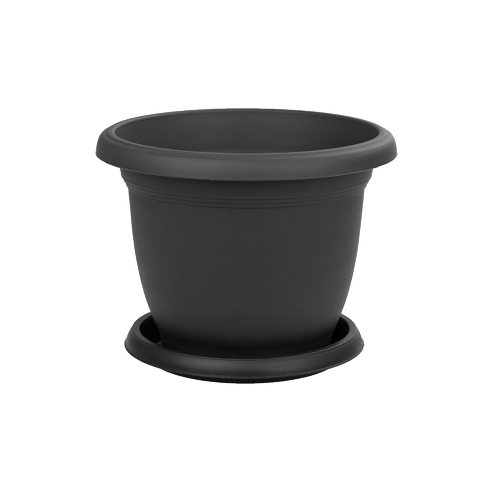 ToXA 14 litre Ø36x25 cm Yuvarlak Büyük Boy Mat Plastik Saksı Villa No8 Tabaklı Antrasit Gri Saksı ve Aksesuarları Fiyatı