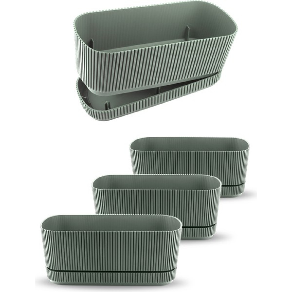 ToXA 4 Adet Pera Uzun Saksı Seti No2 3 Litre Su Yeşili 29CM Plastik Tabaklı Çiçek Bitki Balkon Saksısı - Yeşil - 4 x 3 L Saksı ve Aksesuarları Fiyatı