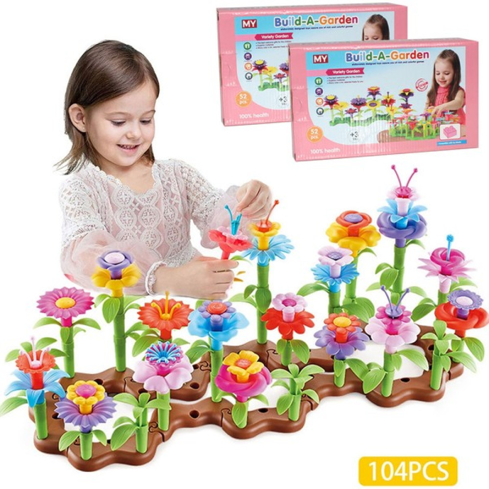 Toyaş 104 Parça Bahçe Çiçek Yapım Seti Yapı Blokları Yapboz LEGO Bul Tak Puzzle Eğitici Oyuncak Kahverengi - Renkli Eğitici Oyuncak Fiyatı