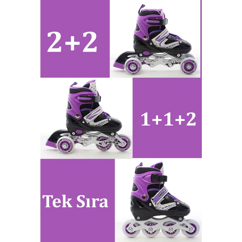 Toyaş Mor Ayarlanabilir 2+2 Işıklı Metal Alıştırma Pateni Taşıma Çantalı Paten Fiyatı