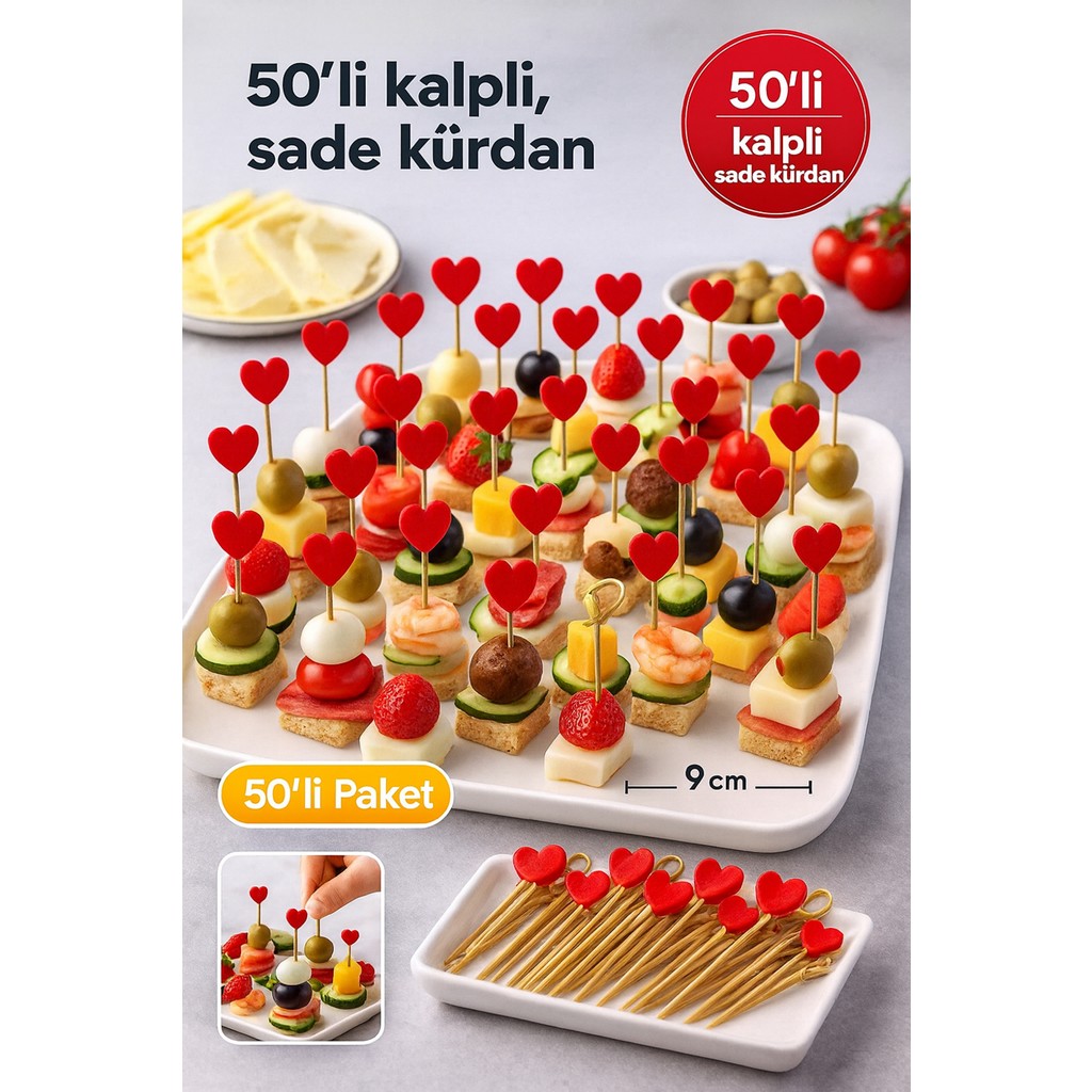 Toyfest 50’li Kalpli Kırmızı Davul Sunum Kürdanı 12 cm – Parti, Kokteyl, Kanepe ve Tatlı Süsleme - 50 Adet Diğer Fiyatı
