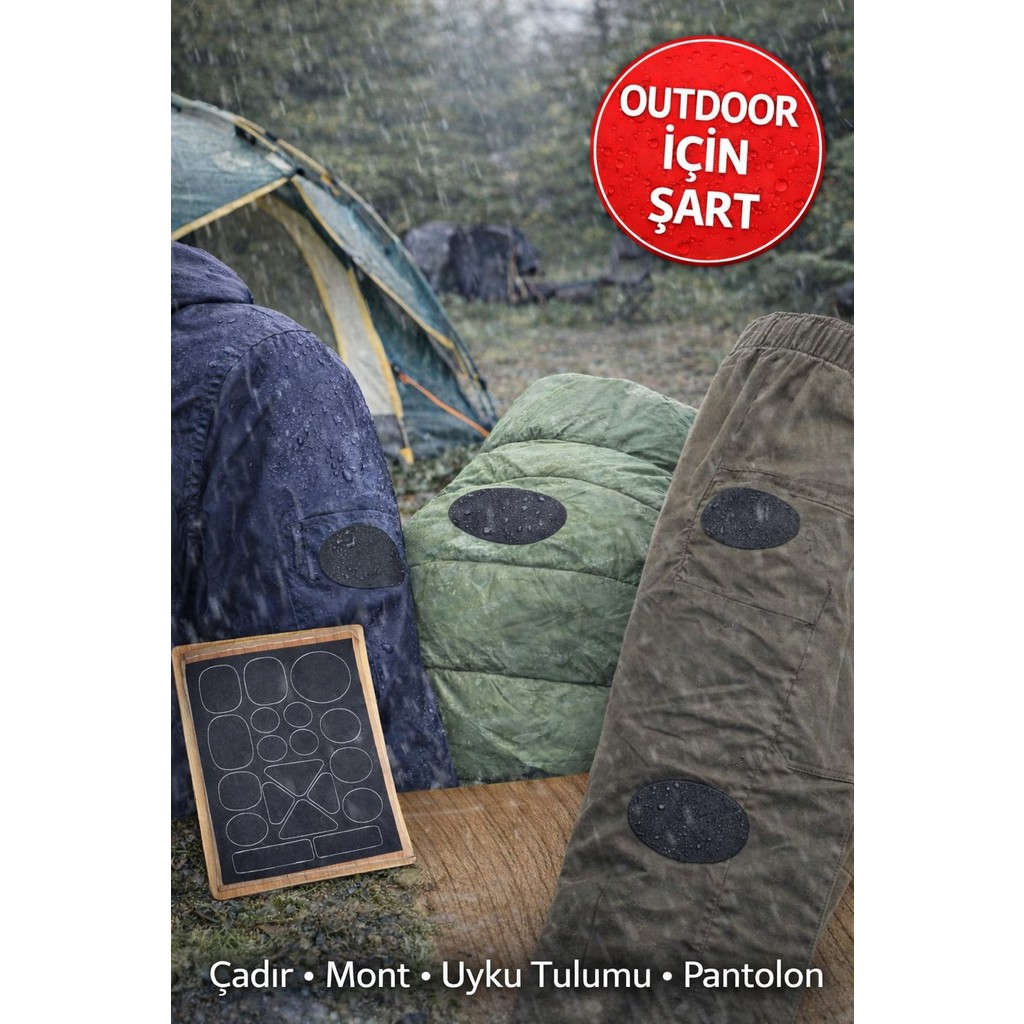 Toyfest Kamp Çadırı Tamir Yaması | Su Geçirmez Yapışkanlı Outdoor Onarım Bandı - Siyah - 20 Çadır Fiyatı