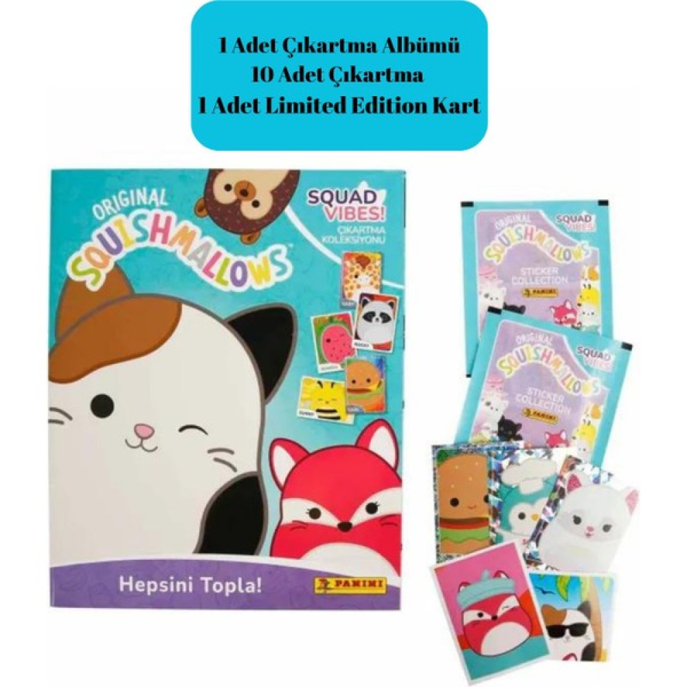 Toyika Panini Squishmallow Albüm Dergisi + 10 Adet Sticker Çıkartma + 1 Adet Limited Kart Oyun Takımları Fiyatı