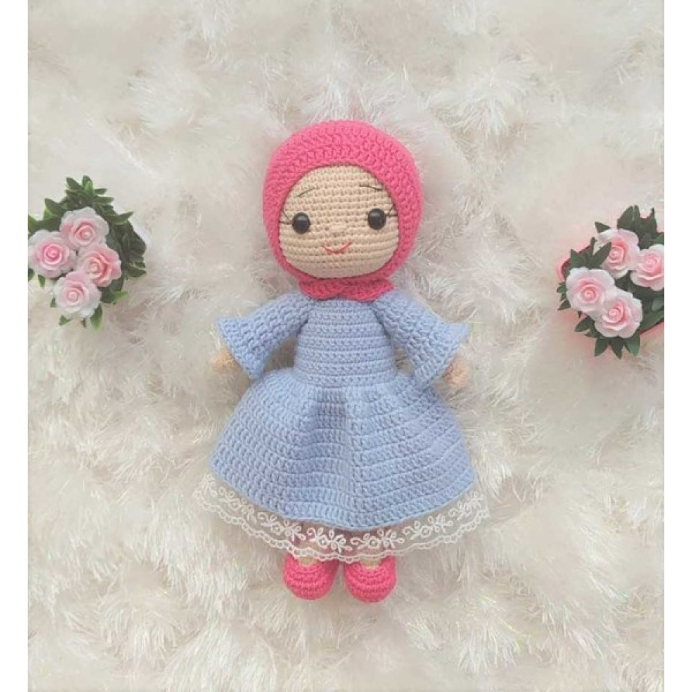 Toys City Mavi Elbiseli Tesettürlü Bebek Organik Örgü Oyuncak Bebek Oyuncakları Fiyatı