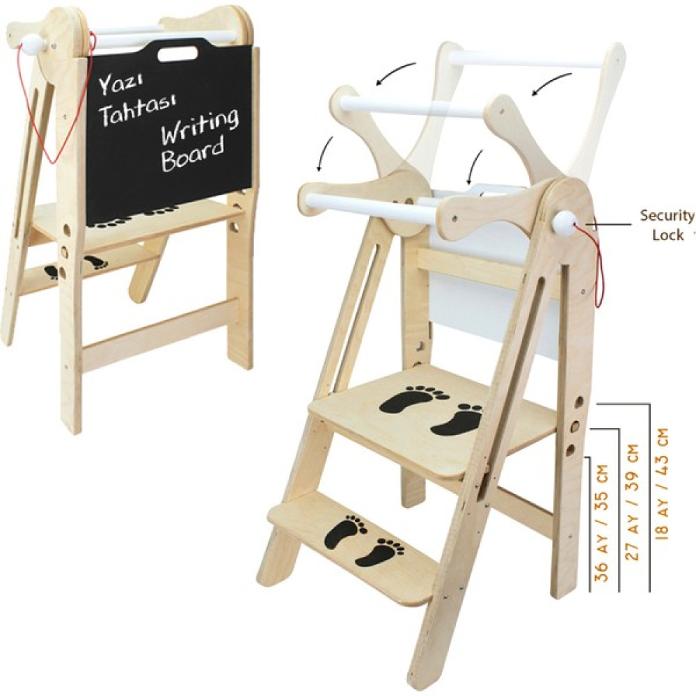 Toysilla Ahşap Ayarlanabilir ve Katlanabilir Öğrenme Kulesi Huş Kontra Bebek Oyuncakları Fiyatı