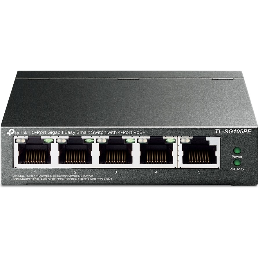 Tp-Link TL-SG105PE 5 Port 4 Port Poe+ 10-100-1000 Mbps Easy Smart Switch Çelik Kasa Switchler Fiyatı