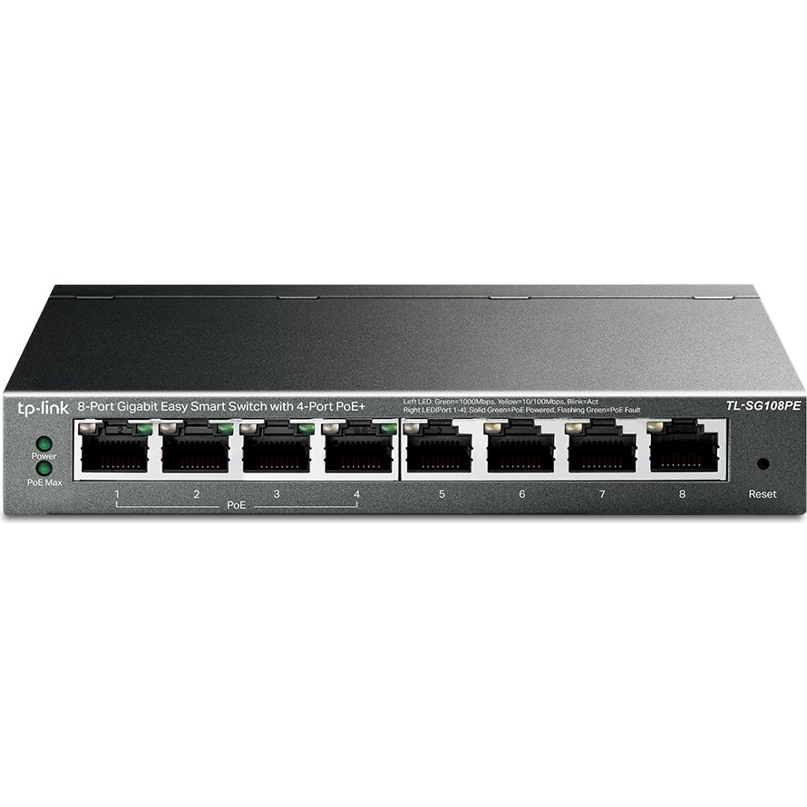 TP-Link TL-SG108PE 8 Port 4 Port Poe+ 10-100-1000 Mbps Easy Smart Switch Çelik Kasa Switchler Fiyatı
