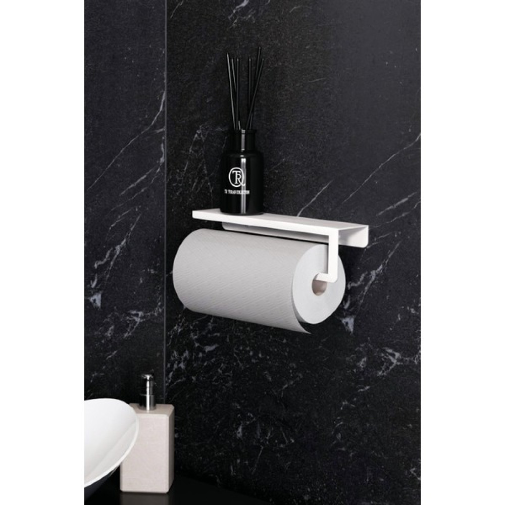 TR Turan Collection Metal Beyaz Raflı Havlu Askısı, Havlu Tutacağı, Kağıt Havluluk - 27 x 6,5 cm Havluluk Fiyatı