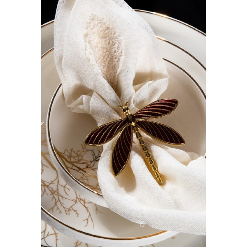 TR Turan Collection Yusufcuk 6'lı Gold Lüks Peçete Halkası,kırmızı Mineli Peçete Yüzüğü - 3 x 3 cm - Kırmızı - Gold Masa Örtüsü Fiyatı