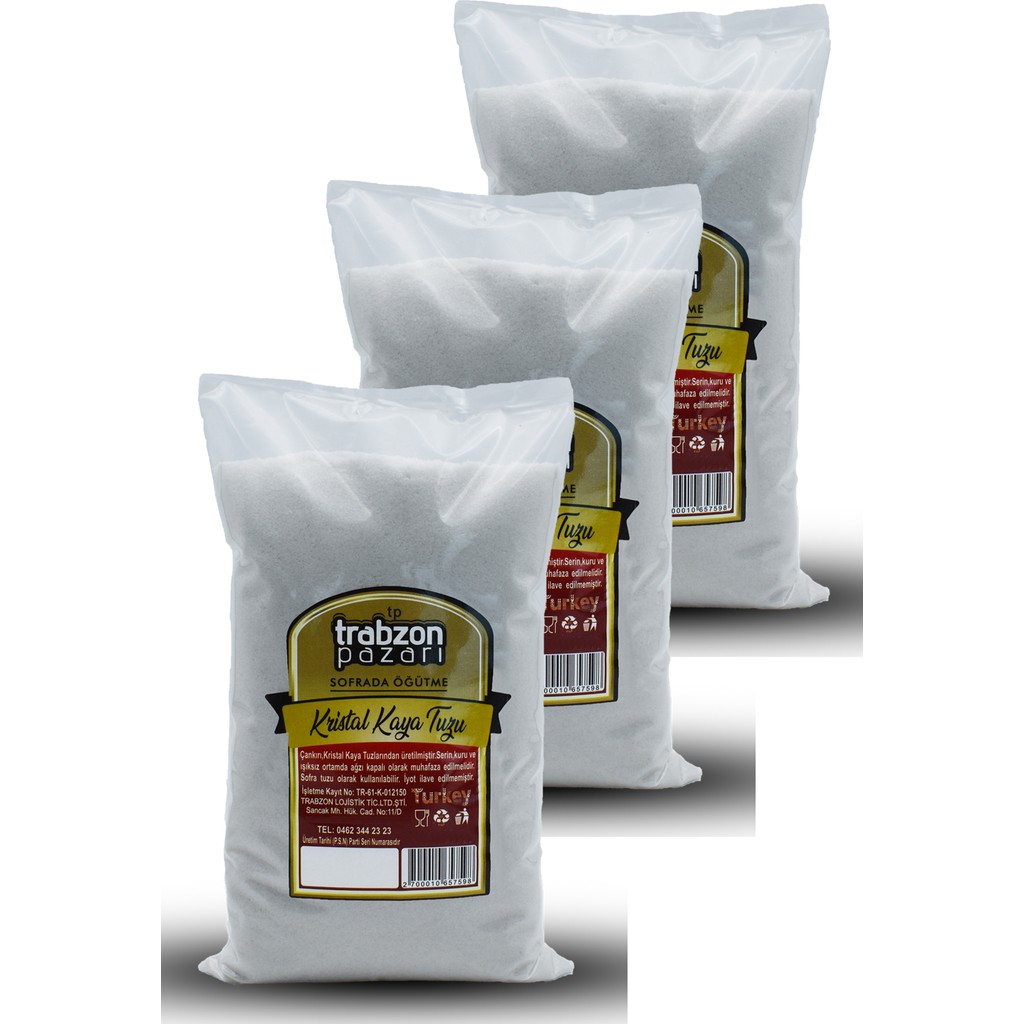 Trabzon Pazarı Rafinesiz, Iyotsuz Öğütülmüş Kristal Kaya Tuzu 3x1 Kg - 3 kg Tuz Fiyatı
