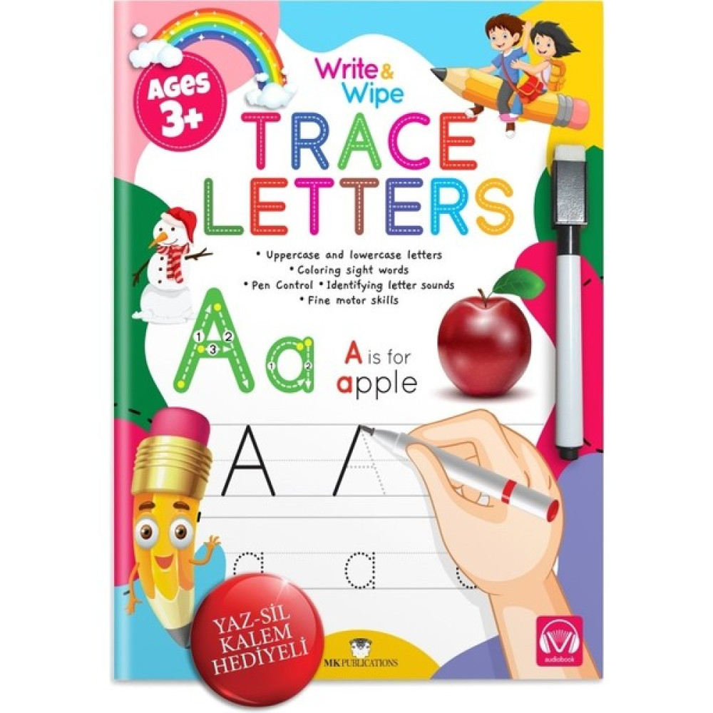 Trace Letters Wrıte And Wıpe Actıvıty Book - İngilizce Alfabe Yaz-Sil Aktivite Kitabı + Kalem (Okul Öncesi Çocuklar İçin Kalem Kontrölü, Çizgi İzle... Okul Öncesi Eğitici & Öğretici Kitaplar Fiyatı